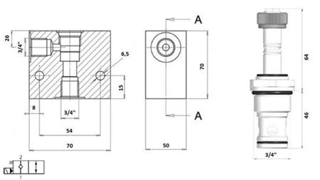 2-WEGE-VENTIL 3/4 (NC) 12V - 150L - Diagramm