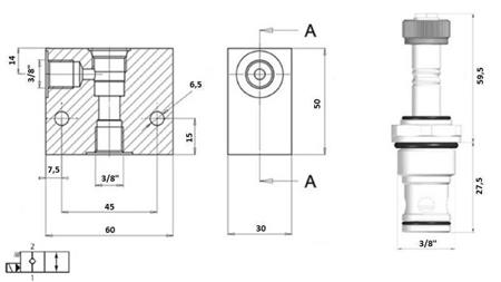 2-Wege-Ventil 3/8 (NC) 12V - 40lit - Schema
