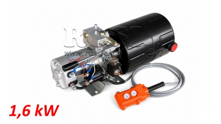 MINI HYDRAULISK POWER-PACK 12V DC - 1.6kW = 2.1cc - 8 liter - enfase enhed MED MANUEL PUMPE