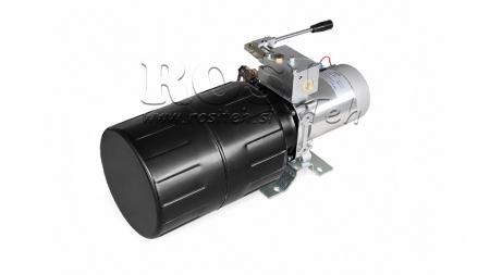 MINI HYDRAULISK POWER-PACK 12V DC - 1.6kW = 2.1cc - 8 liter - enfase enhed MED MANUEL PUMPE