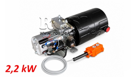 MINI HIDRAULIČNI AGREGAT 24V DC - 2,2kW = 2,1cc - 8 lit - JEDNOSMJERNI SKLOP SA RUČNOM PUMPOM