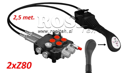 JOYSTICK OHNE TASTE - BOWDENZUG 2,5 m + HYDRAULISCHES VENTIL 2xZ80