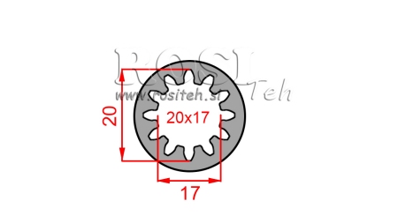 ADAPTER KARDANA TULEJA 20x17 (12 WPUSTÓW) (55 mm)