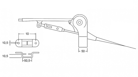 ZIEHEBEL FÜR ANHÄNGER HANDBREMSE Komplet mit Stahlseil 2,3m