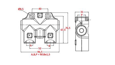 HYDRAULISK VENTIL TIL MARKØR ENKEL M18x1.5