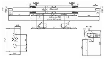 LENKZYLINDER DOPPELTSEITIG 60/35-250
