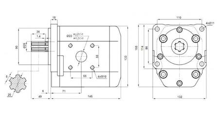 HYDRAULIKPUMPE NSZ 50 - 6 ZAHN 50 CC RECHTS