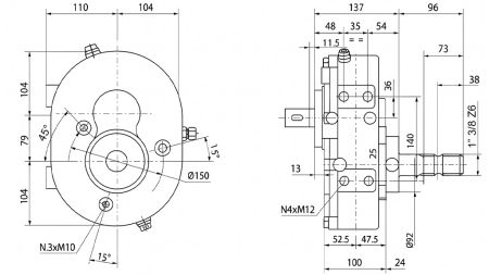 GEARKASSE INVERSION A-3A 1:1 (30HP-22.1KW)