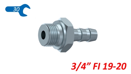 HYDRAULISK HUNDE FORBINDELSE 3/4 TIL GUMMISLANGE Φ 19-20