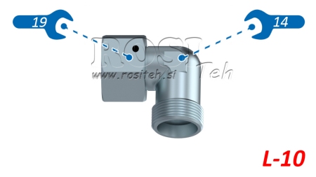 HIDRAVLIČNO KOLENO 90° L-10 Z VRTLJIVO MATICO M16x1,5