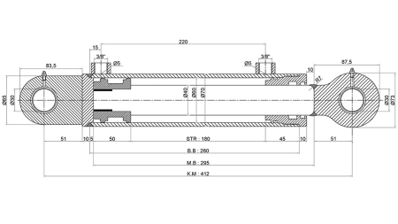HYDRAULIKZYLINDER 60/40-180 MIT PFLUGWENDEVENTIL - ERDEPFLUG