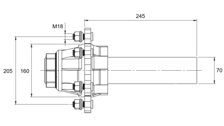 HALBACHSE OHNE BREMSEN - 3600 kg (6 SCHRAUBEN) - 245 mm