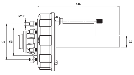 DEMI-ESSIEU AVEC FREINS - 450 kg (4 VIS) - 145 mm