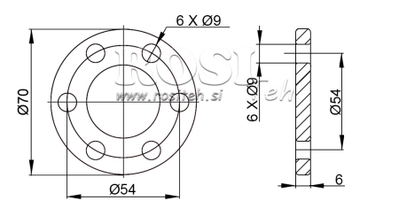 P.T.O. ADAPTER MED FLANGE 6 HUL 1 3/8