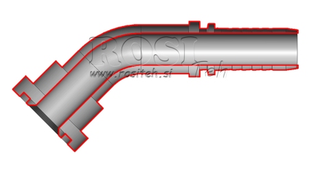 HYDRAULISCHER ANSCHLUSS KOMATSU KNIE 45° DN16mm-Flansch 5/8"