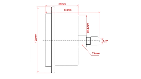 MANOMETER DN100 REAR 0 - 100 BAR - 1/2