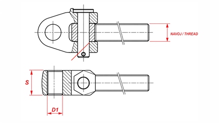 GABELGELENK MIT GEWINDESPINDEL KAT.3 FÜR SPECIALOBERLENKER M30X3