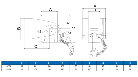 Gaffelbeslag til tippvogn caisson 80X100MM ECO