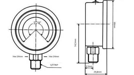 MANOMETER DN63 VERTIKAL 0 - 600 BAR - 1/4-dimension