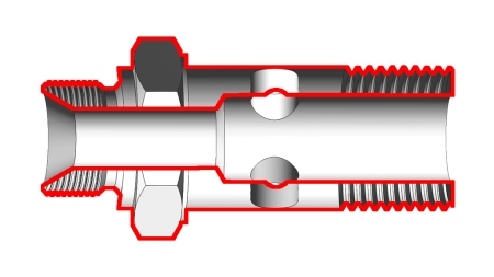HYDRAULISCHE HOHLSCHRAUBE BSP 1/2 MIT VERLÄNGERTEM GEWINDE BSP 3/8