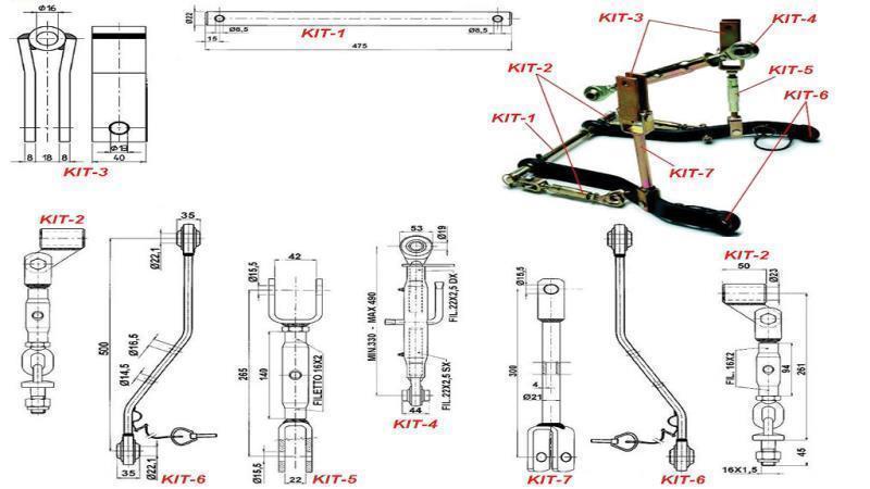 UNIVERSAL KIT TIL TRE-PUNKT HYDRAULIK KATEGORI 1
