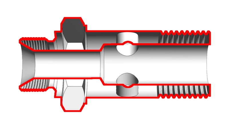 HYDRAULISCHE HOHLSCHRAUBE BSP 1/2 MIT VERLÄNGERTEM GEWINDE BSP 3/8