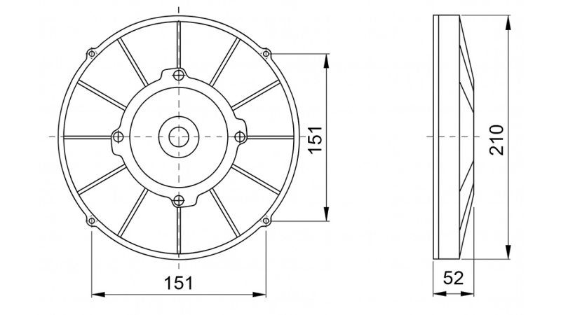 AXIAL VENTILATOR 190MM PULLING 12V