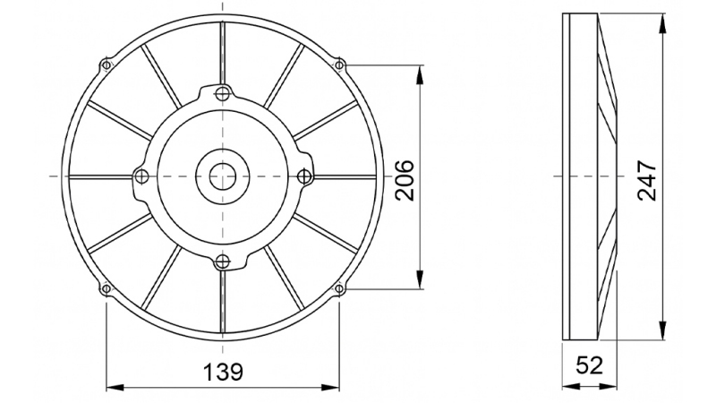 AXIAL LÜFTER - VENTILATOR 225 mm - ABLEITEND 24V