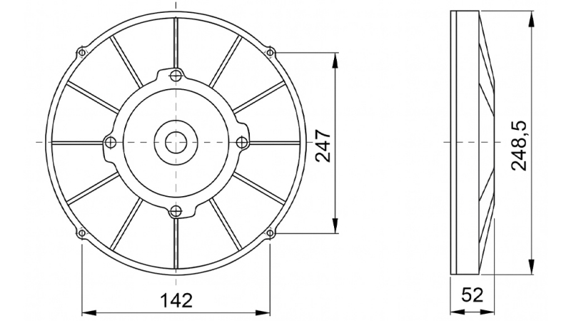 VENTILATOR AKSIALNI 255mm VLEČNI 24V