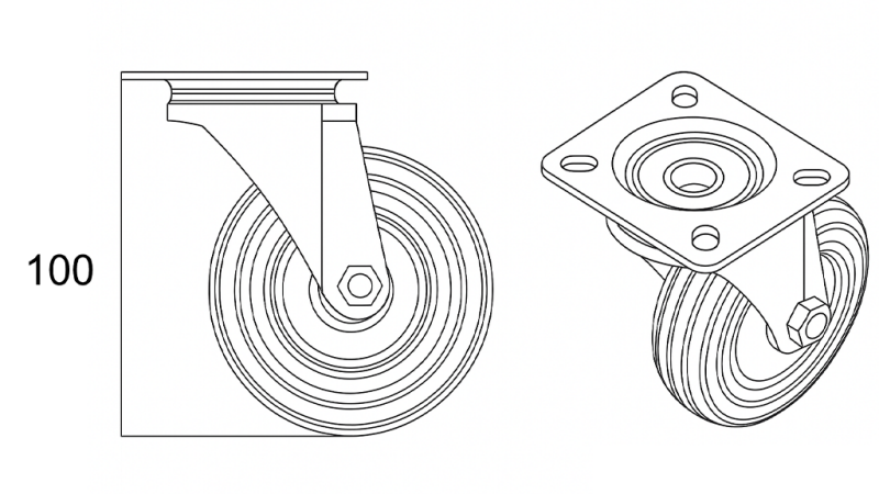 Hjul 75mm med drejbar base