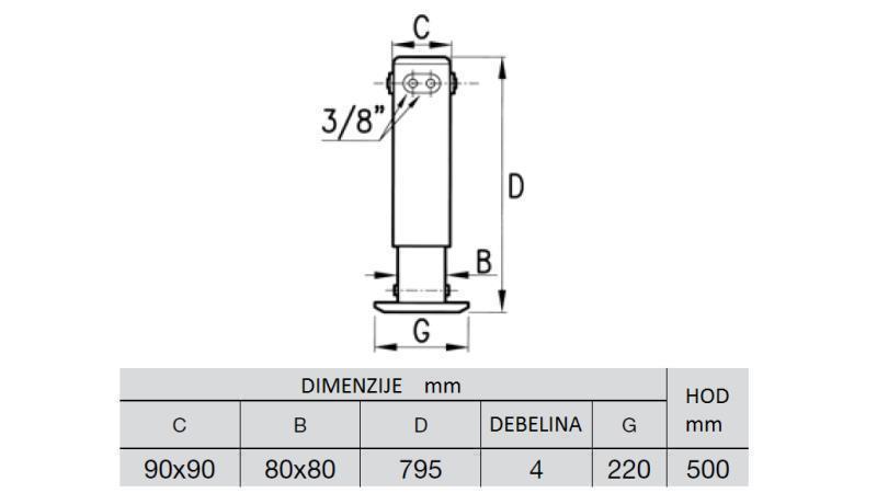 HYDRAULISK BEN TO-VÆG 2.9 TON 400mm - dimensioner