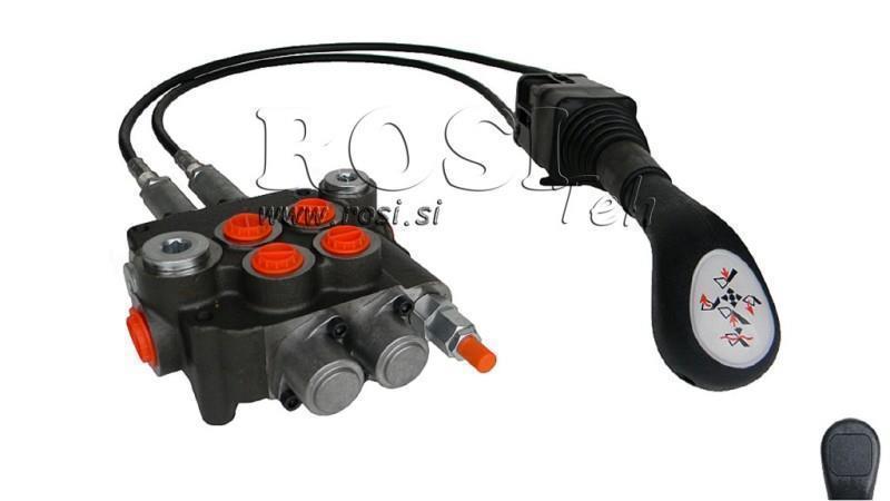 JOYSTICK UDEN KNAP MED RULLE 2 m OG HYDRAULISK VENTIL 2xP80 l.