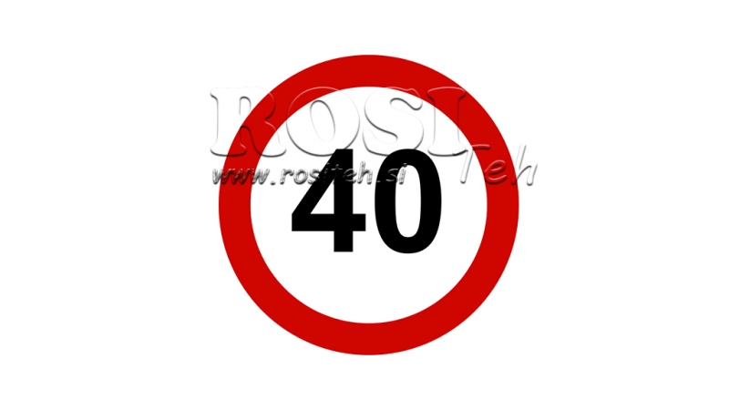 GESCHWINDIGKEITSBESCHRÄNKUNG AUFKLEBER 40 km/h