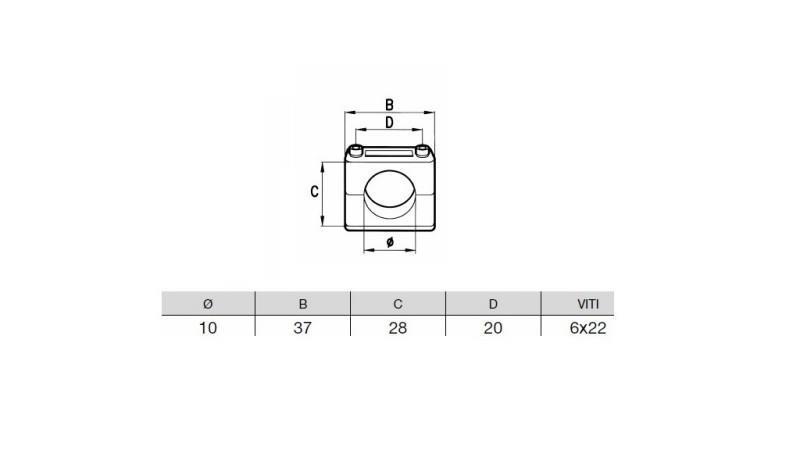 RÖR HÅLLARE DIAMETER 10 - dimensioner