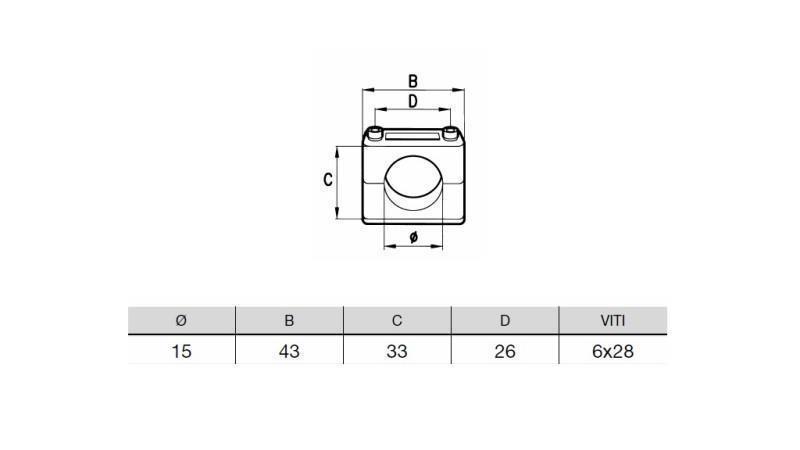 RÖR HÅLLARE DIAMETER 15 - dimensioner