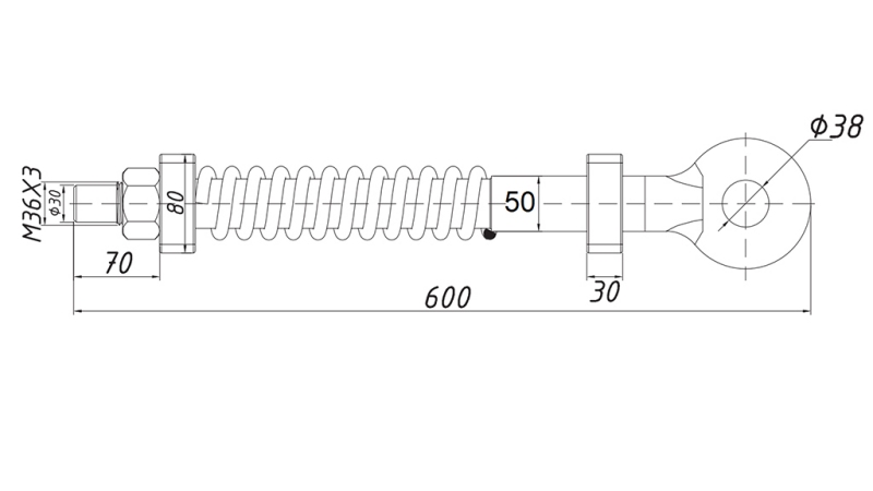 DÄMPFENDER SCHWENKZUGHAAK MIT FEDER fi50 7.500kg
