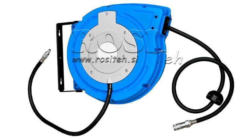 ENROULEUR EN PLASTIQUE AVEC DURITE PNEUMATIQUE PU 15M 20BAR 3/8-10MM