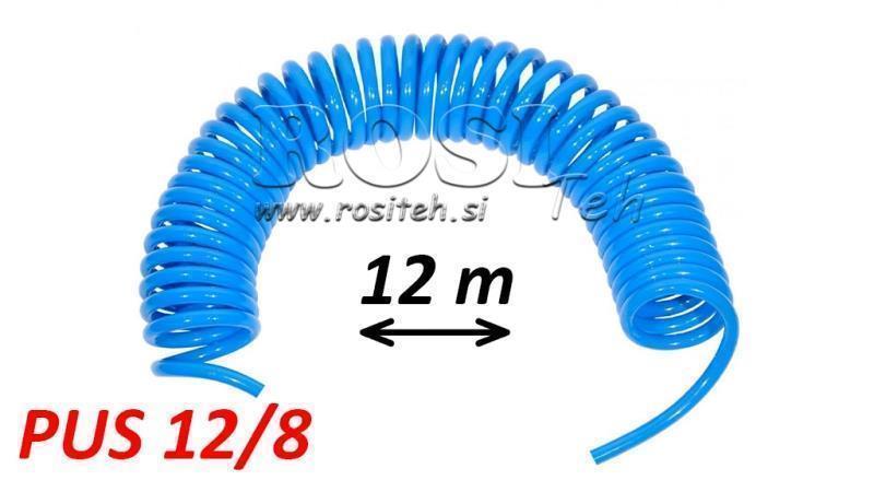 PUS 12/8 12m TUYAU D'AIR SPIRAL BLEU NON ÉQUIPÉ