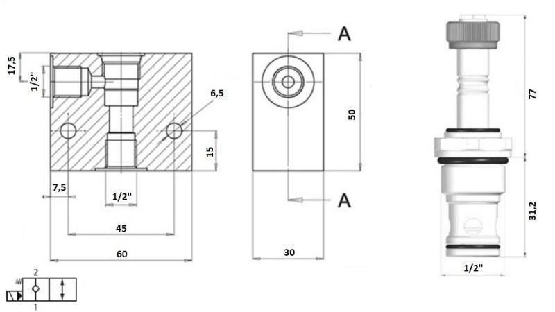 2-VEGT VENTIL 1/2 (NC) 12V - 60L - diagram