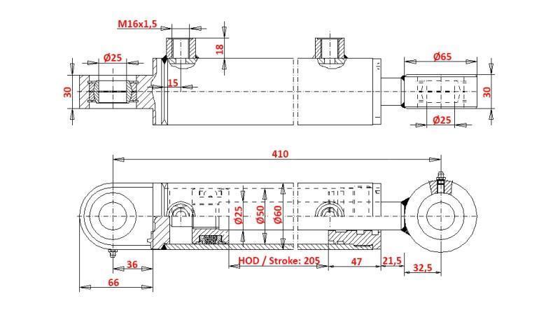 HYDRAULISK STYRNINGSCYLINDER ZETOR 7245