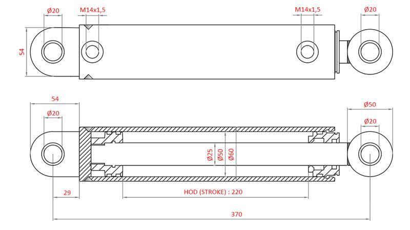 HYDRAULISK STYRNING CYLINDER FIAT-NEW HOLLAND OEM-87521950, 47582858