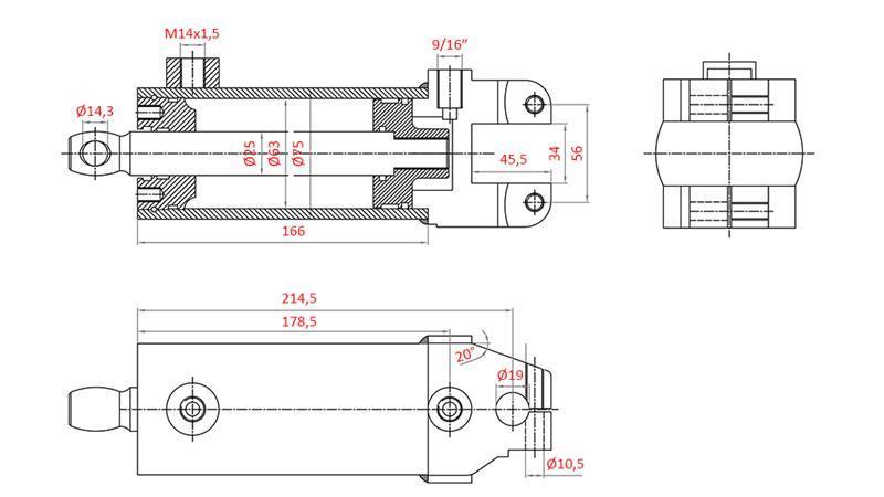 HYDRAULISK STYRNINGSCYLINDER MASSEY FERGUSON OEM-1605121M91, 1605121M92 532193M91, 3773711M91