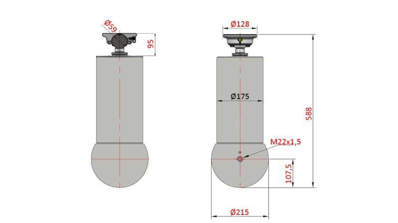 TELESCOPIC ZYLINDER - MEILLER KIPPER 5 STUFEN 175mm - 15 tonnen Hub 1650mm