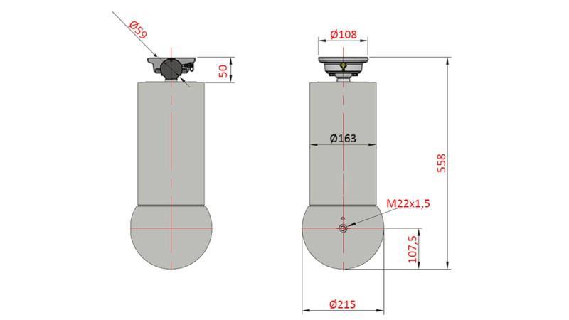 TELESCOPISK CYLINDER - MEILLER KIPPER 5 TRIN 175mm - 15 ton slag 1560mm