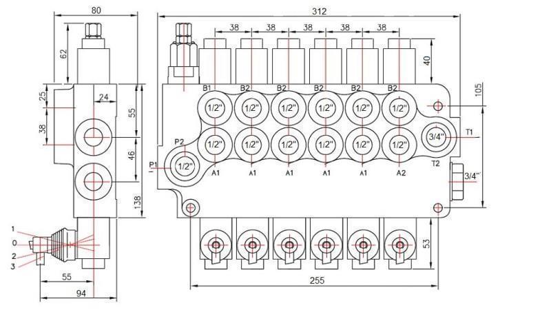 Hydraulikventil 6xP80