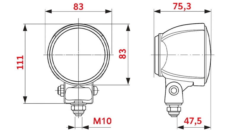 TRAKTOR ARBEITSLEUCHTE RUND H3 HELLA HALOGEN