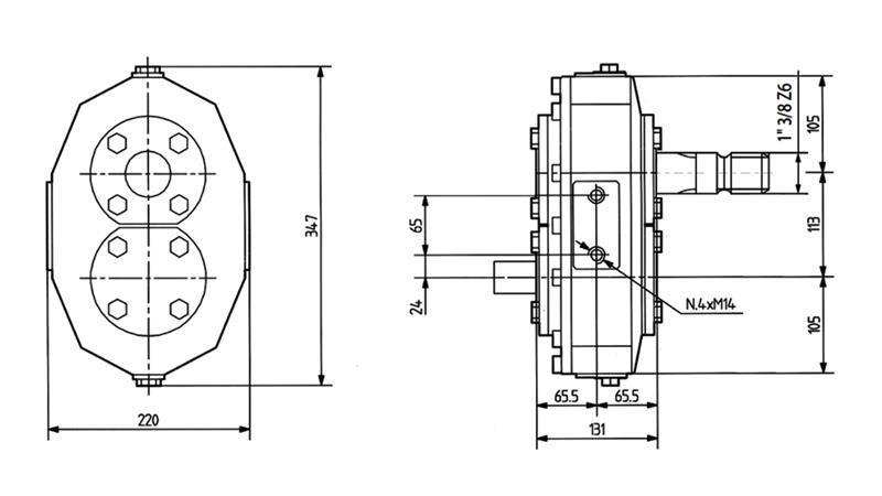 REDUKTORI INVERSION MR-90 1:1 (85HP-62.6kW)