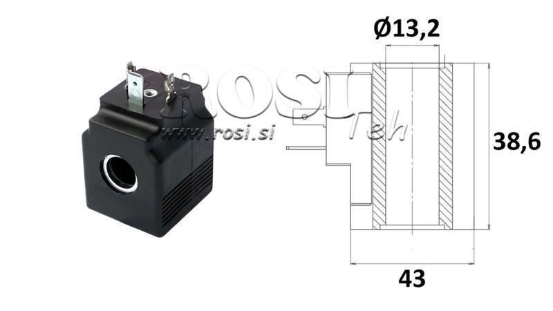 ELEKTROMAGNETISK SPOLE 12V DC - SAE08 - fi 13.2mm-38.6mm 22W IP65