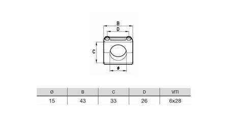 RÖR HÅLLARE DIAMETER 15 - dimensioner