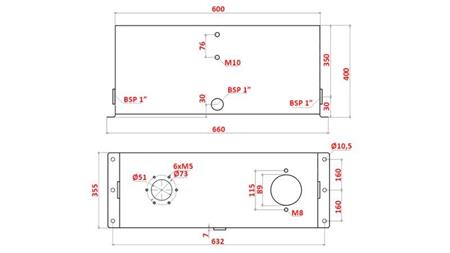 METAL RESERVOIR 75 LITER KUBE 400x355x600mm KOMPLET MED Udstyr